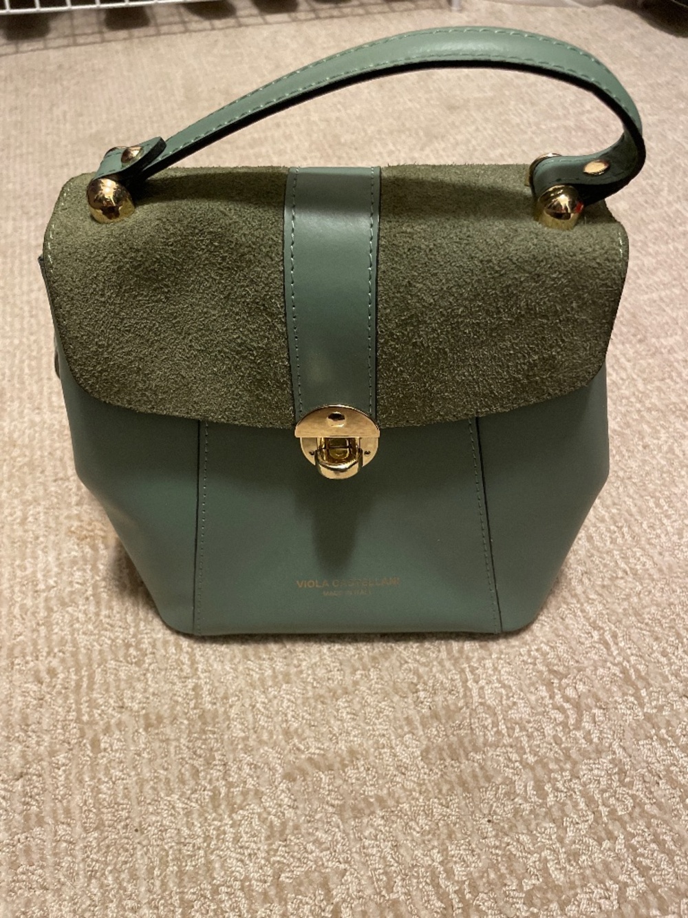 Viola Castellani Leather & Suede Handbag Made in Italy